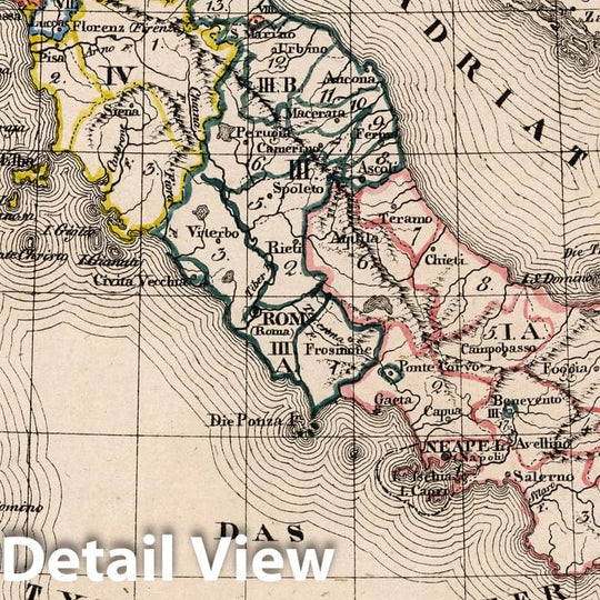 Historic Map : Italy, V.3:11-15:XIV. Italien. Italienische Staaten und zwar:I-VIII 1829 , Vintage Wall Art