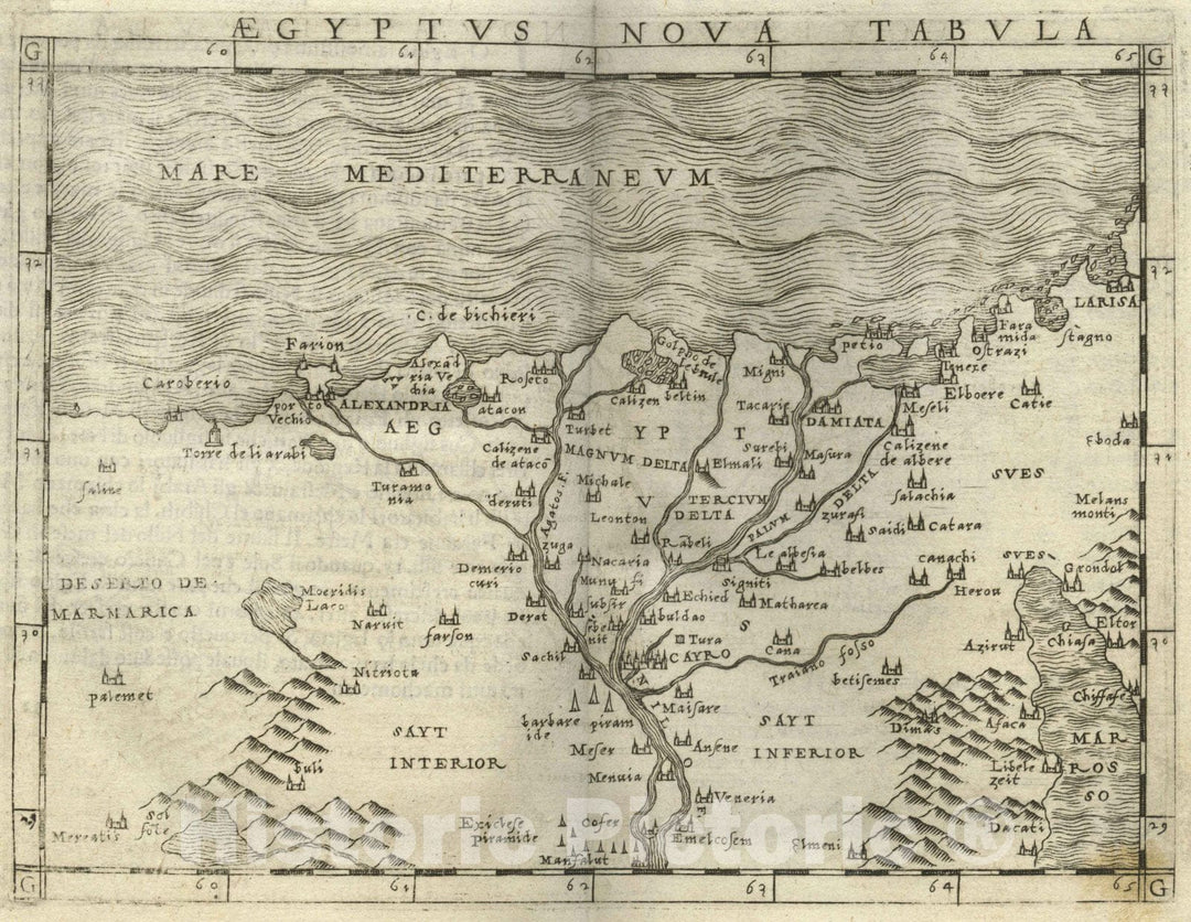 Historic Map : Egypt,Aegyptus Nova Tabula. 1548 , Vintage Wall Art