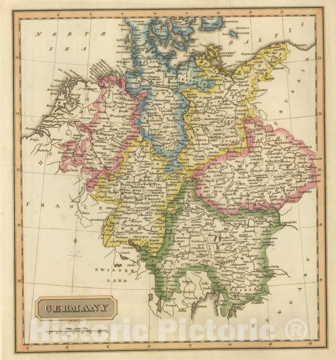 Historic Map : World Atlas Map, Germany. 1822 - Vintage Wall Art