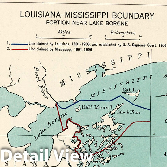 Historic Wall Map : Plate 99. Colonial and State Boundary Disputes. Virginia - Tennessee. Louisiana - Mississippi. Illinois - Wisconsin. 1932 - Vintage Wall Art