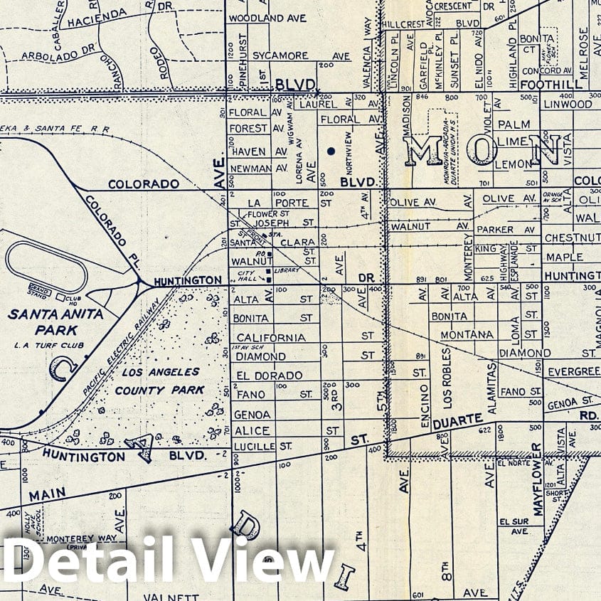 Historic Map : Sierra Madre (Calif), State Atlas Map, Sierra Madre. Monrovia. Arcadia, California. 1938 , Vintage Wall Art