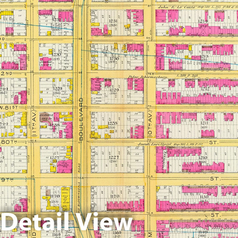 Historic Map : Manhattan Fire Insurance City Atlas Map, Pl. 26: ward 22. 1891 - Vintage Wall Art