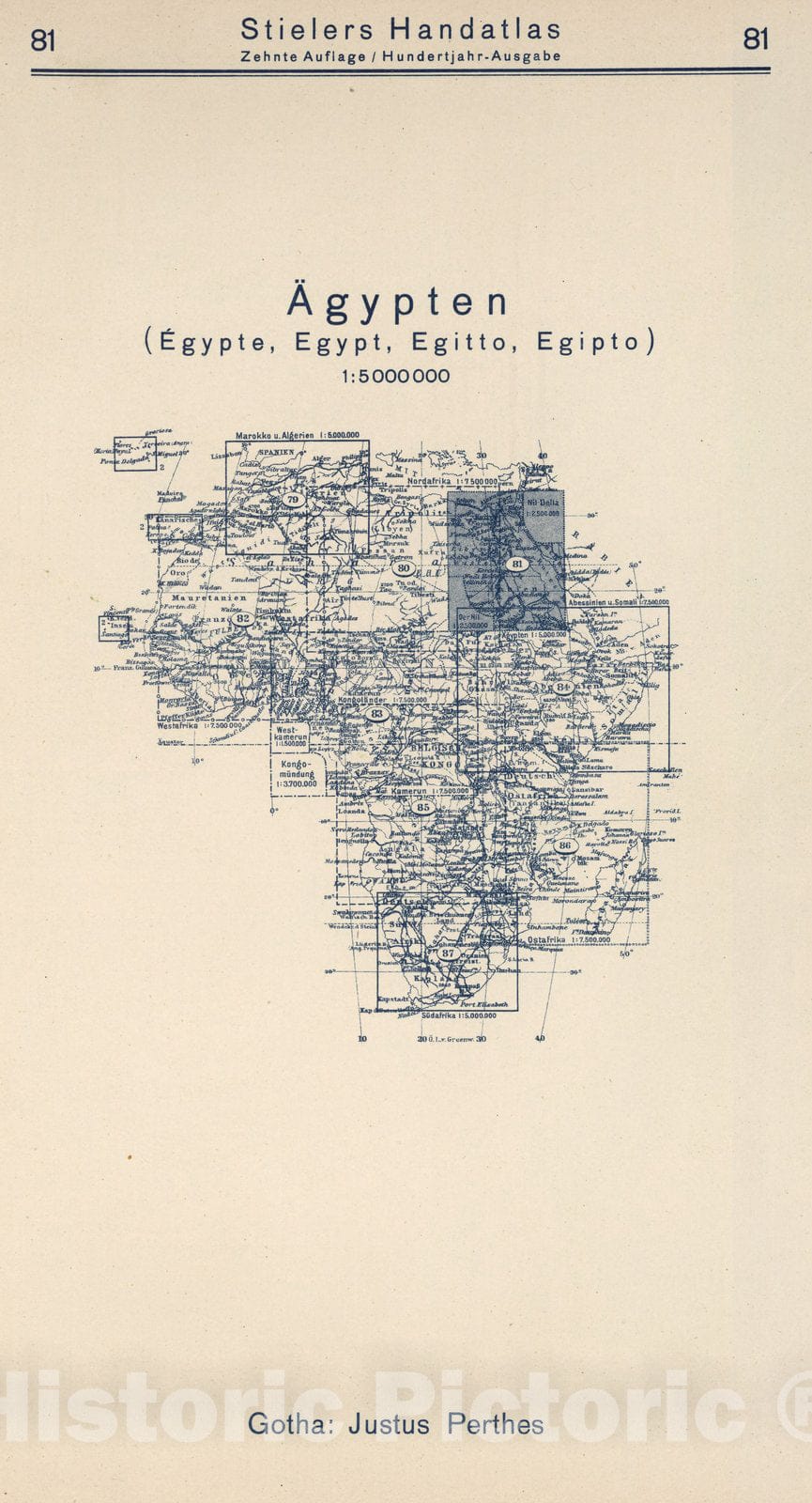 Historic Map : Index Map: 81. Agypten. Egypt, 1925 - Vintage Wall Art