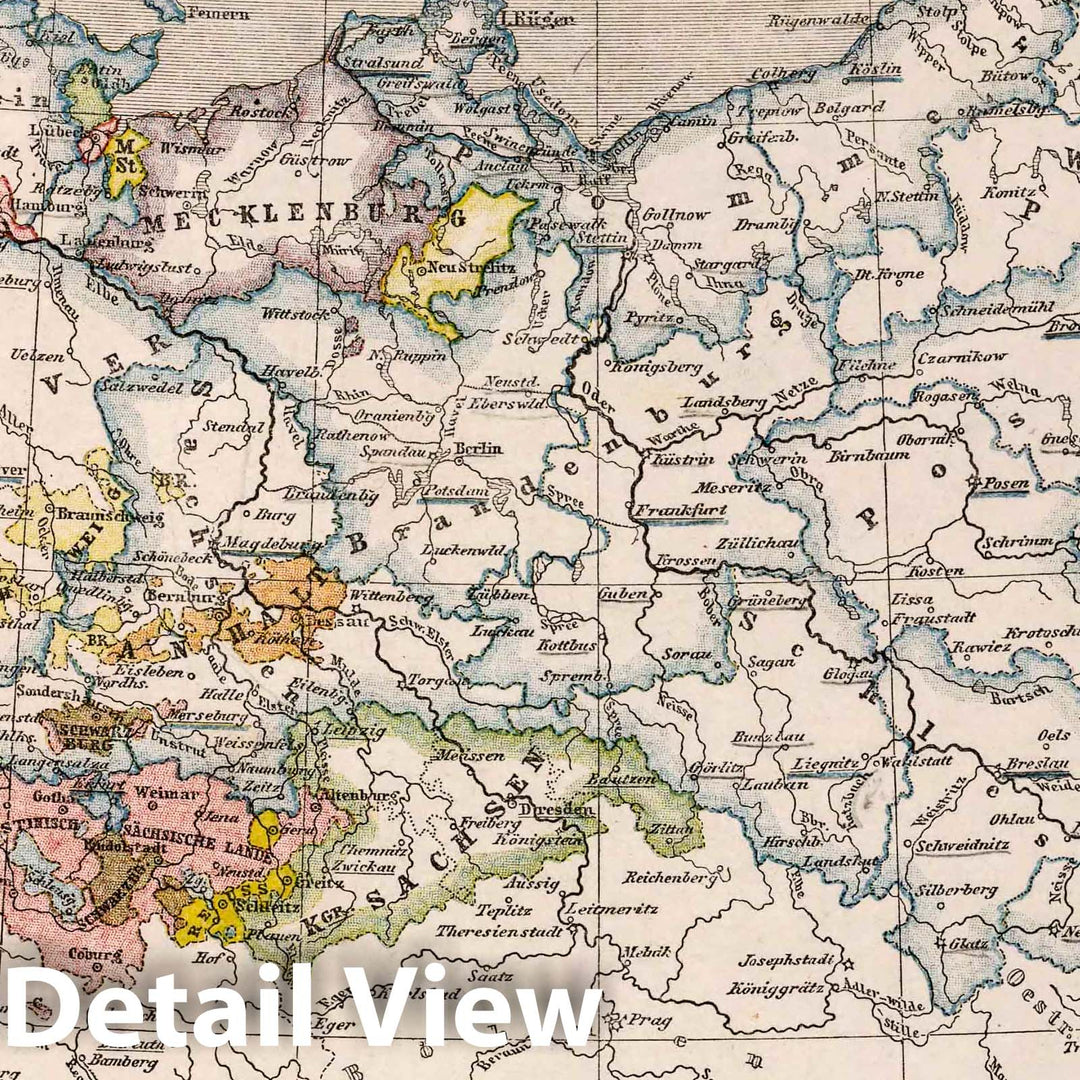 Historic Map : School Atlas Map, 17. Political Overview of Northern Germany and Prussia. 1872 - Vintage Wall Art