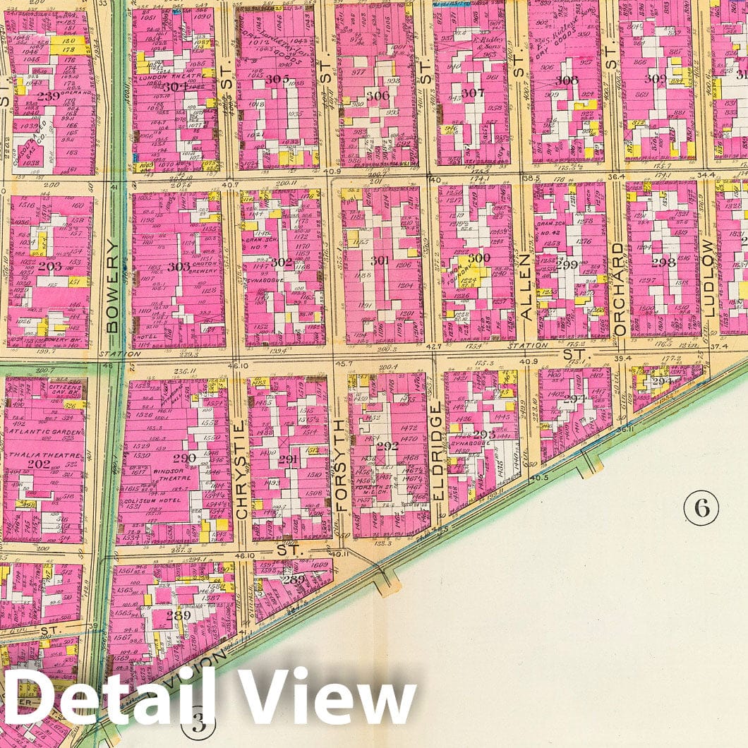 Historic Map : Manhattan Fire Insurance City Atlas Map, Pl. 5: wards 6, 10, 13-14. 1891 - Vintage Wall Art