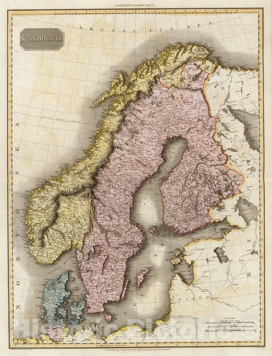 Historic Map : World Atlas Map, Scandinavia. 1809 - Vintage Wall Art