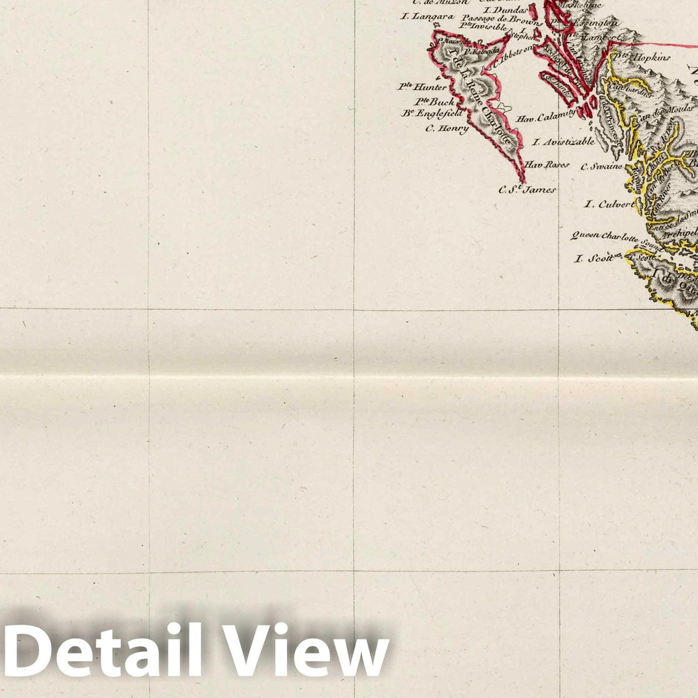 Historic Map : West Coast (North America)XXXII. Carte de la Partie de la Cote Nord-Ouest de l'Amerique. 1804 , Vintage Wall Art