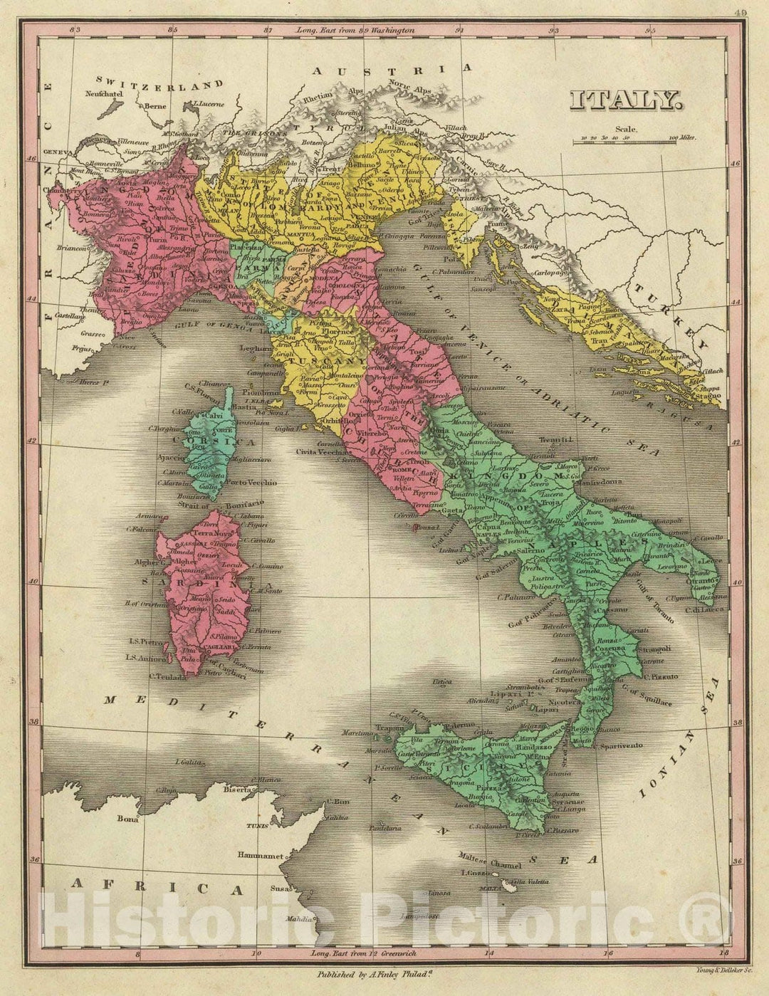 Historic Wall Map : Classical Atlas Map, Italy. 1831 - Vintage Wall Art