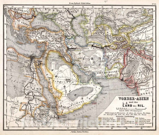 Historic Map : Middle East30. Vorder-Asien und das Land des Nil. Western Asia and the Land of the Nile. 1872 , Vintage Wall Art