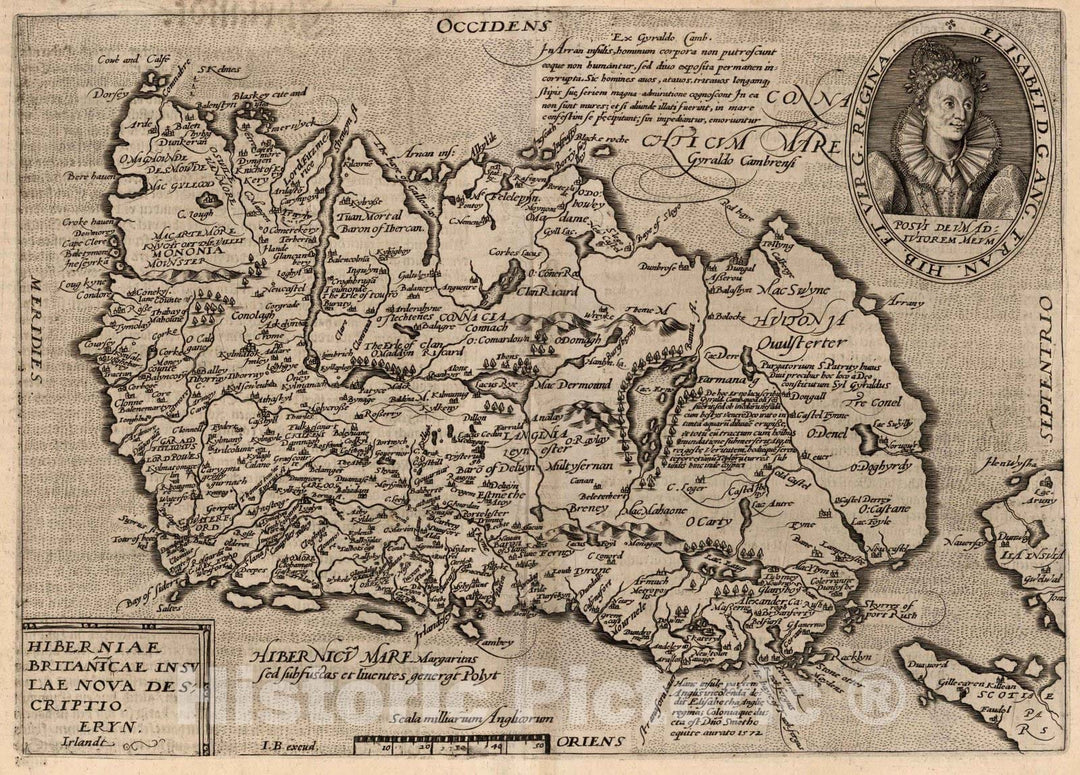 Historic Map : Ireland,54. Hiberniae .Eryn descriptio. 1600 , Vintage Wall Art