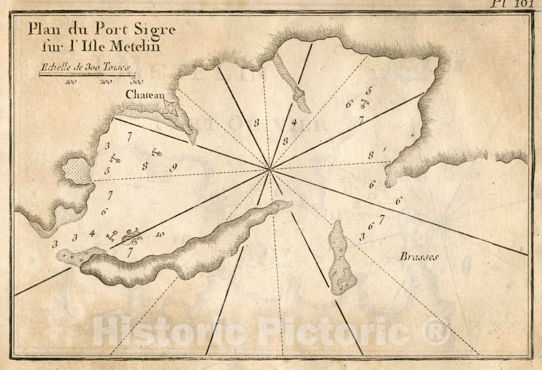 Historic Map : Chart Map, Pl. 101. Sigri, Isle of Lesbos or Metelin, Greece. 1764 - Vintage Wall Art