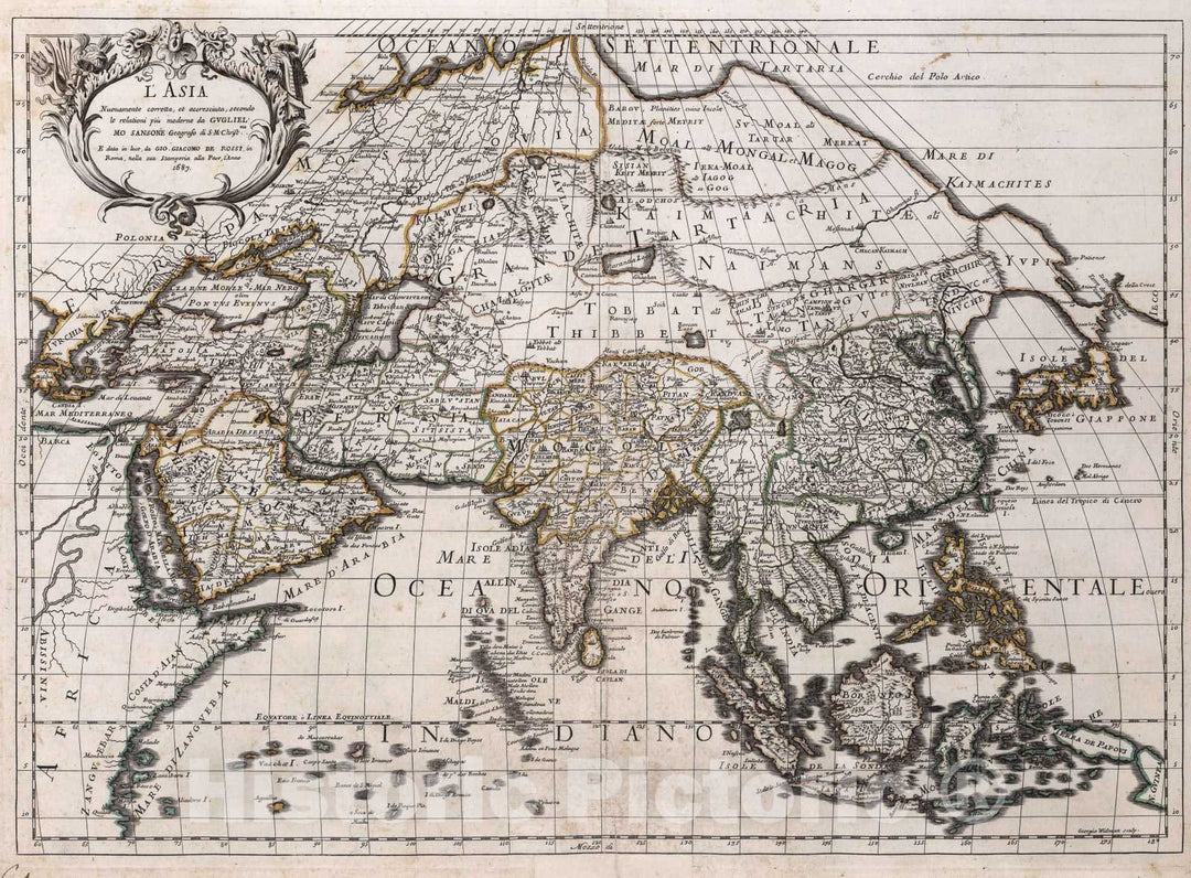 Historic Map : L' Asia, 1692, Vintage Wall Decor