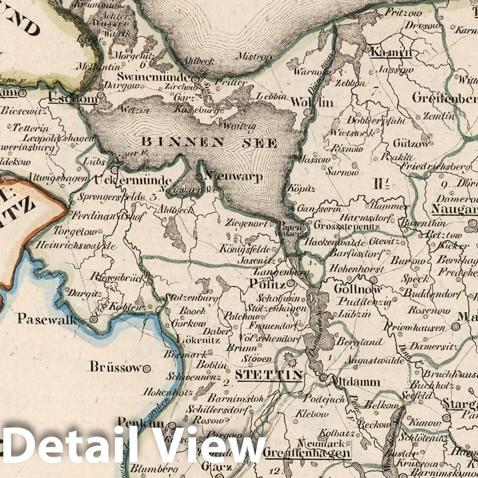 Historic Map : Prussia , Germany, V.2:6-10:IX. Preussen. II. Prov: Pommern. Reg: Bez: 1. Stettin 1825 , Vintage Wall Art