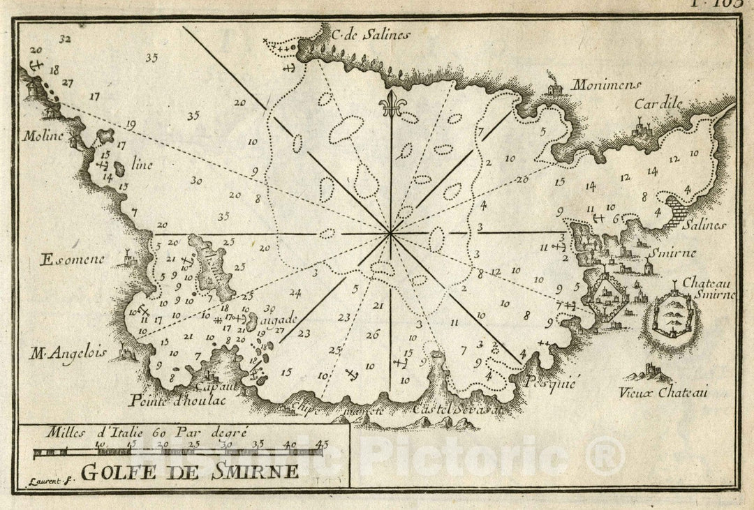 Historic Wall Map : Chart Map, Pl. 105. Gulf of Izmir, Turkey. 1764 - Vintage Wall Art