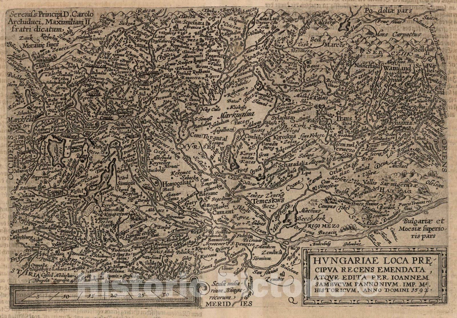 Historic Map : Hungary,69. Hungariae. 1600 , Vintage Wall Art