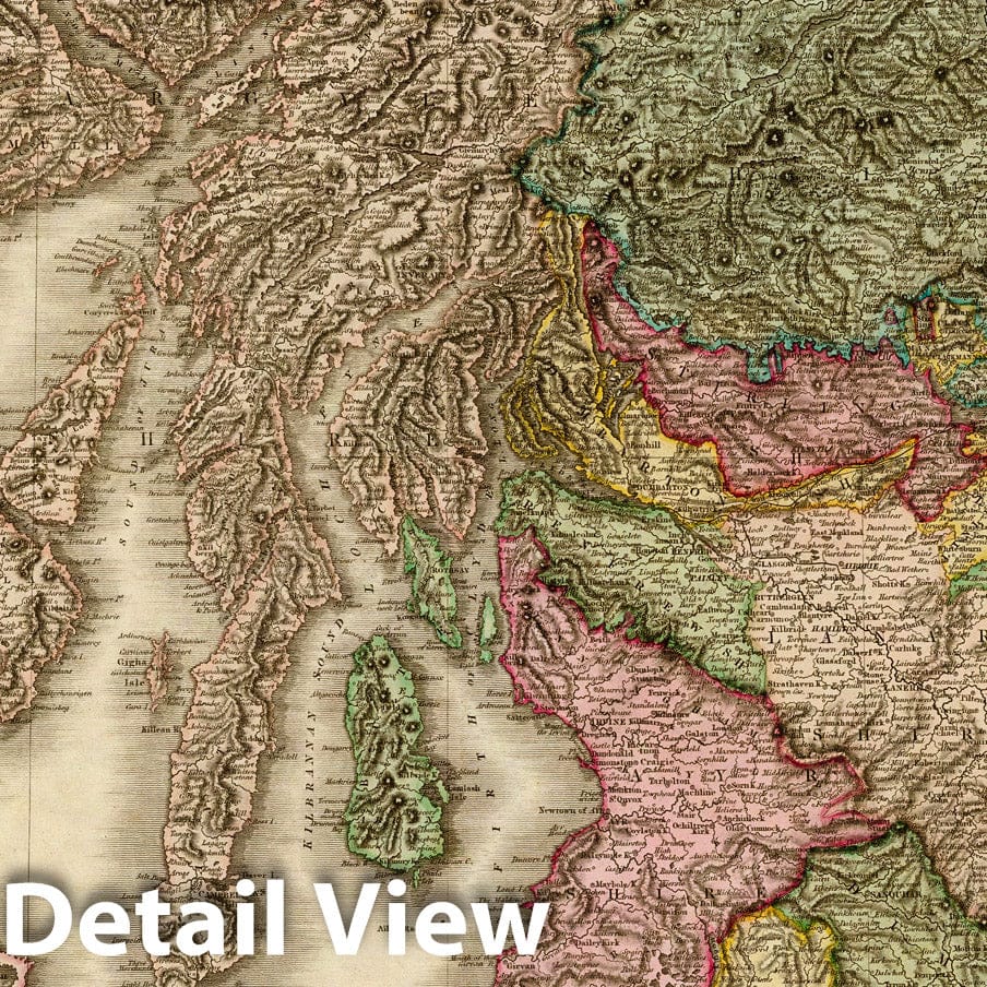 Historic Map : World Atlas Map, Scotland, southern part. 1812 - Vintage Wall Art