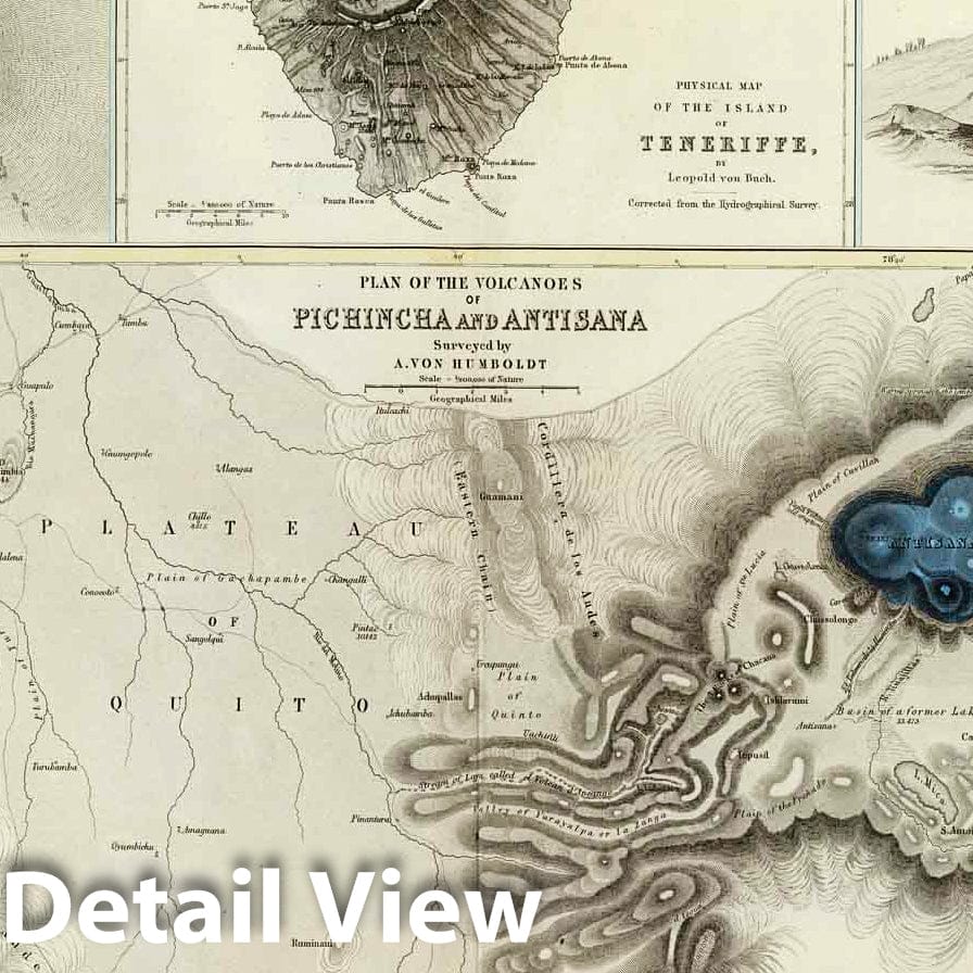 Historic Map : Physical Atlas Map, Geological phenomena. 1856 - Vintage Wall Art