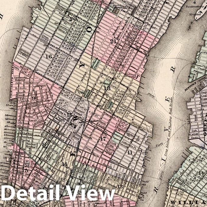 Historic Map : New York City, Brooklyn, Jersey City, Hoboken. 1865 - Vintage Wall Art