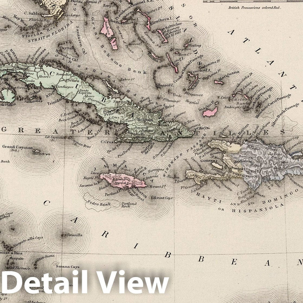 Historic Map : West Indies and Central America. 1884 - Vintage Wall Art