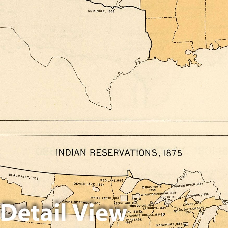 Historic Map : Historical Atlas Map, Plate 35. Indians. Indian Reservations, 1840, 1875. 1875 - Vintage Wall Art