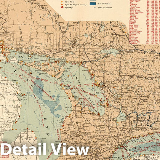 Historic Map : No. 22, Canals, lighthouses and sailing routes : St. Lawrence and Great Lakes 1906 - Vintage Wall Art