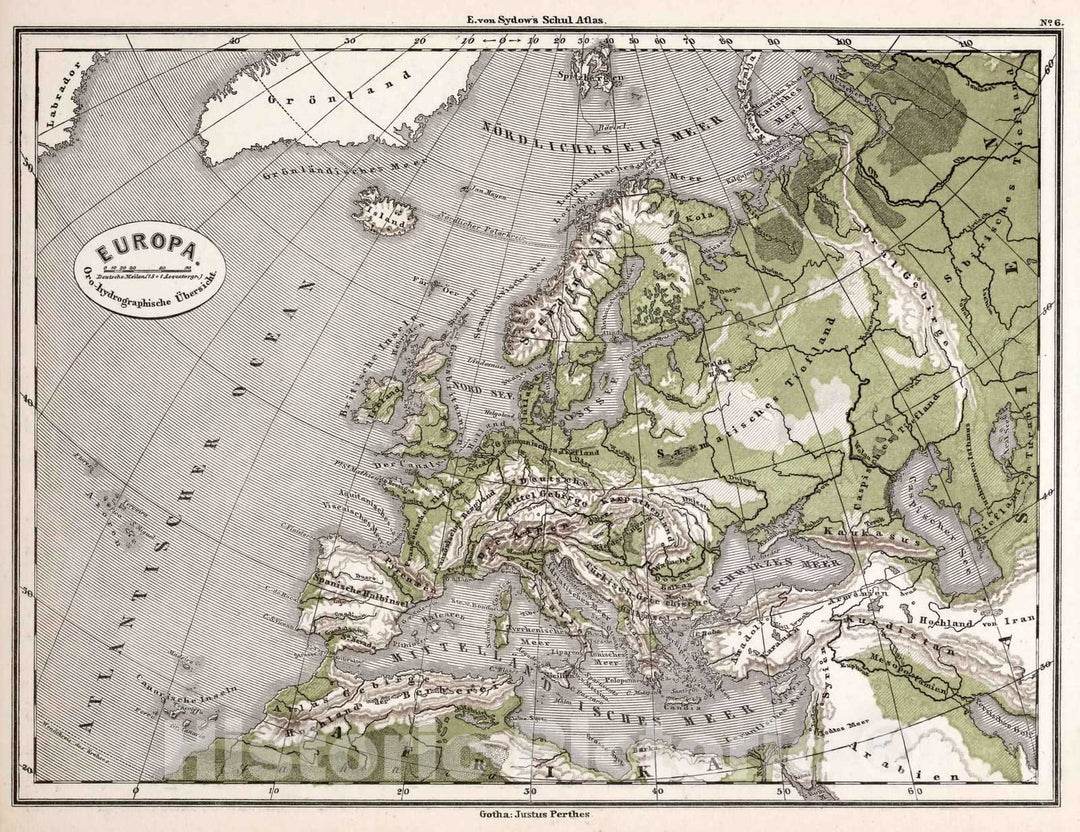 Historic Map : School Atlas Map, 6. Europa. Europe. 1872 - Vintage Wall Art