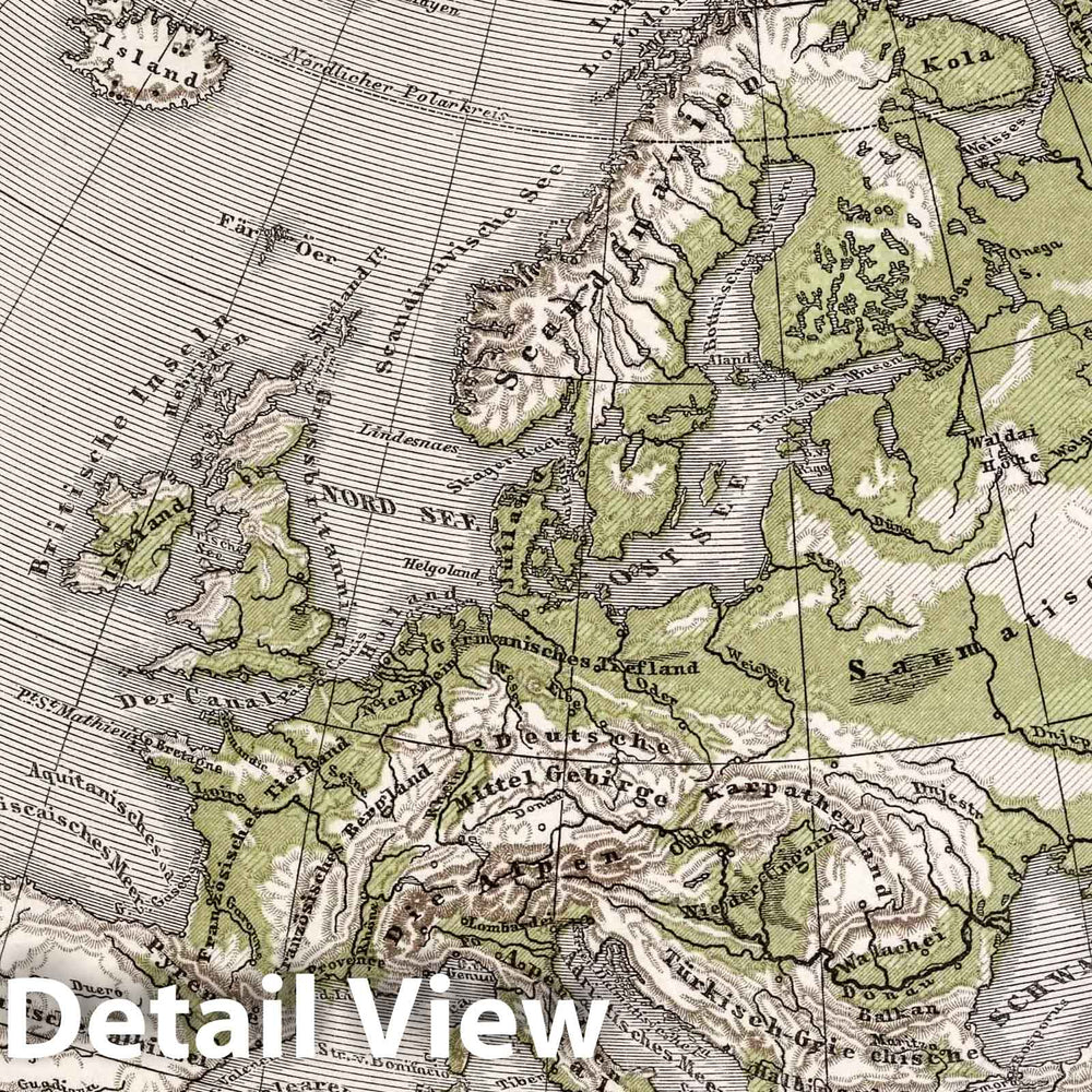 Historic Map : School Atlas Map, 6. Europa. Europe. 1872 - Vintage Wall Art