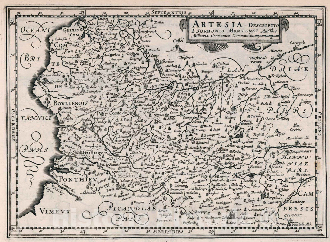 Historic Map : France,Artesia descriptio 1636 , Vintage Wall Art