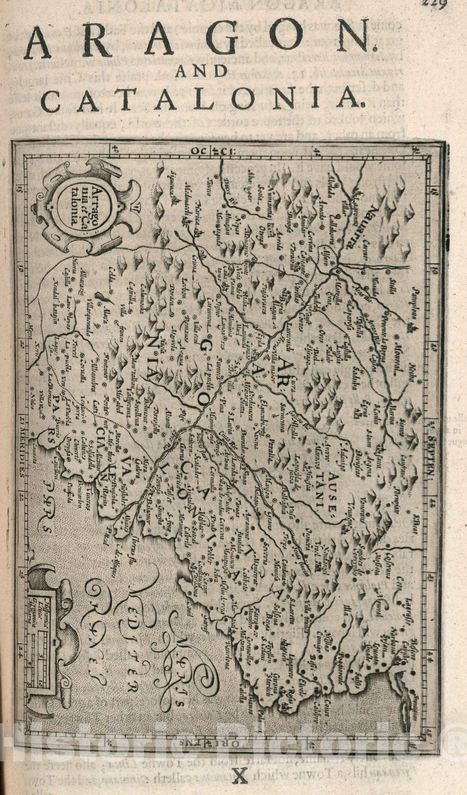 Historic Map : World Atlas Map, Aragon and Catalonia. Aragonia et Catalonia 1637 - Vintage Wall Art