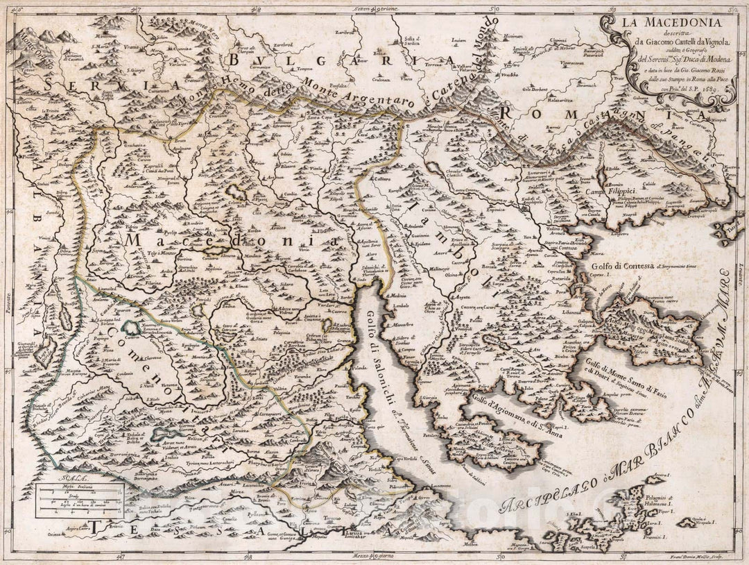 Historic Map - Atlas Map, Macedonia 1689, - Vintage Wall Art