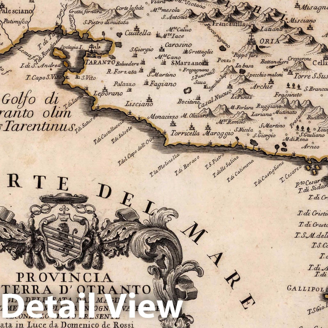 Historic Map : Italy, , EuropeProvincia di terra d'Otranto 1714 , Vintage Wall Art