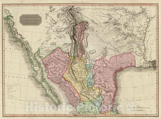 Historic Wall Map : World Atlas Map, Spanish dominions in North America, northern part. 1811 - Vintage Wall Art