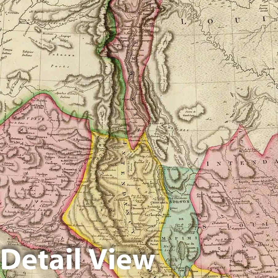 Historic Wall Map : World Atlas Map, Spanish dominions in North America, northern part. 1811 - Vintage Wall Art