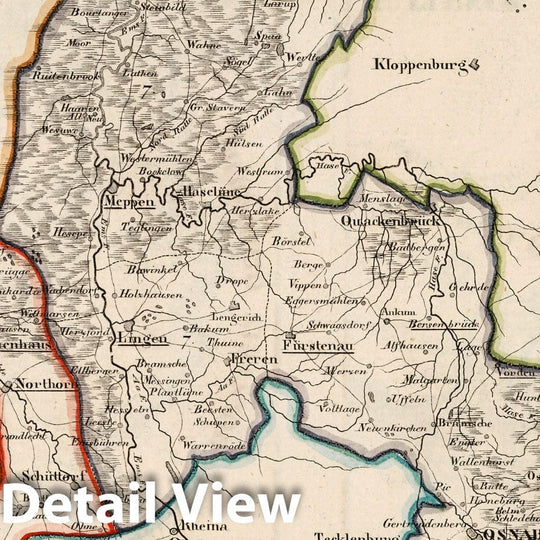 Historic Map : Germany, V. 2:6-10: VII: II. Hannover. Prov: 7. Osnabruck. 10. Betheim 1825 , Vintage Wall Art