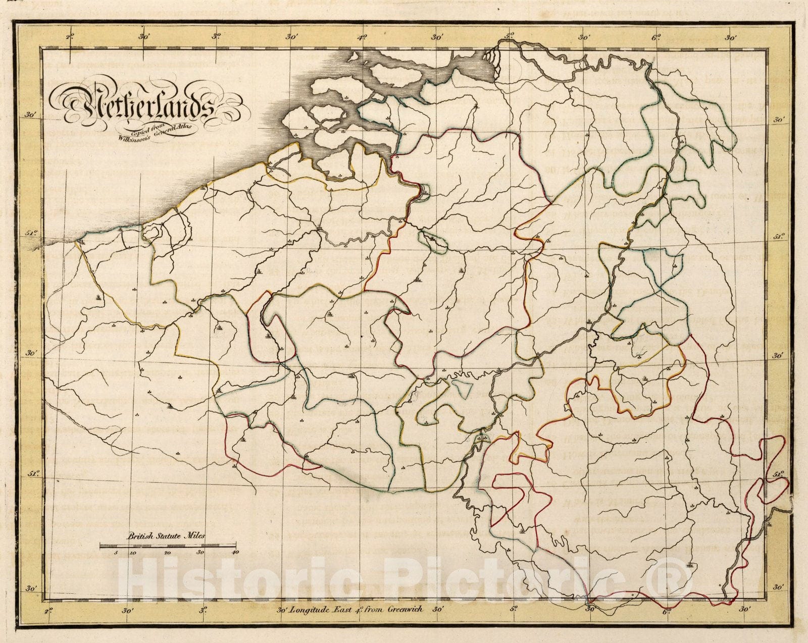 Historic Map : School Atlas Map, Netherlands 1815 - Vintage Wall Art