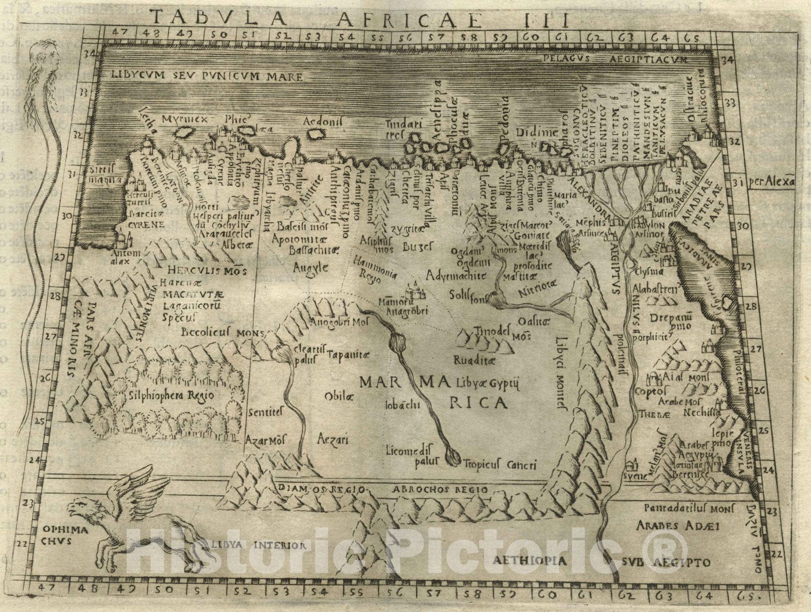 Historic Map : Africa, NortheastTabula Africae III 1548 , Vintage Wall Art