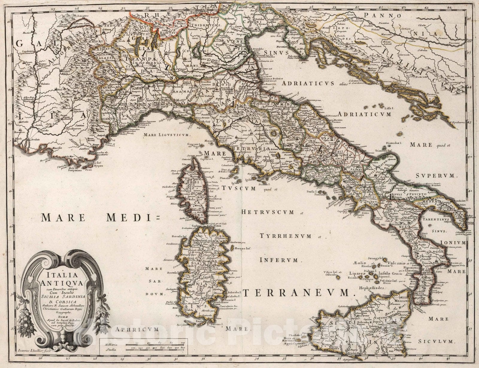 Historic Map : Italy, Sardinia (Italy), EuropeInsulis Sicilia, Sardinia & Corsica 1692 , Vintage Wall Art