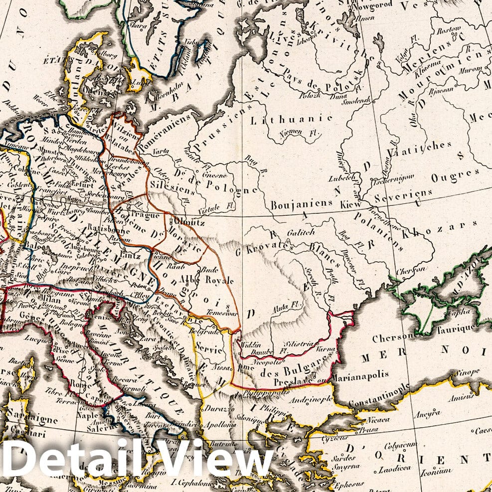 Historic Map : World Atlas Map, L'Europe a l'Epoque du demembrement de l'Empire de Charlemagne 1821. 1826 - Vintage Wall Art