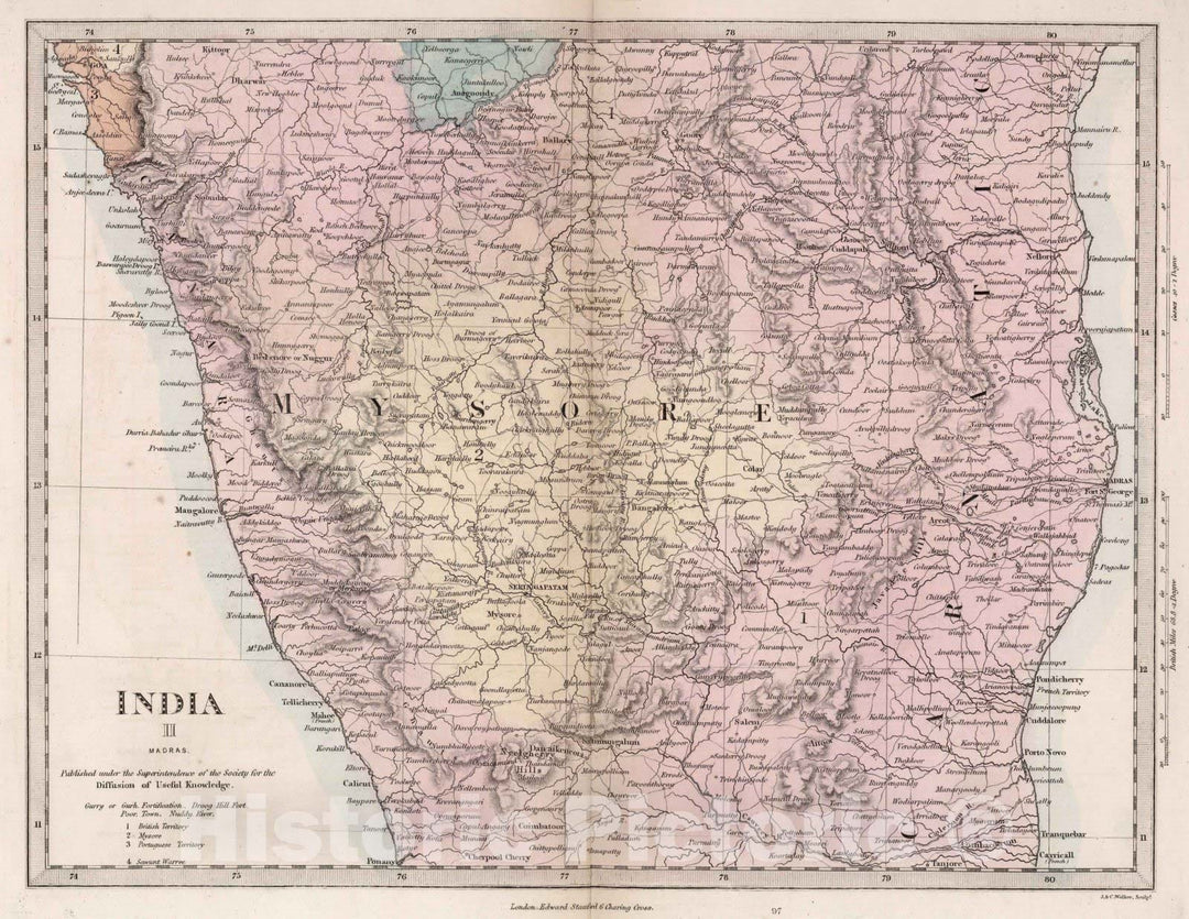 Historic Map : World Atlas Map, India II Madras 1856 - Vintage Wall Art