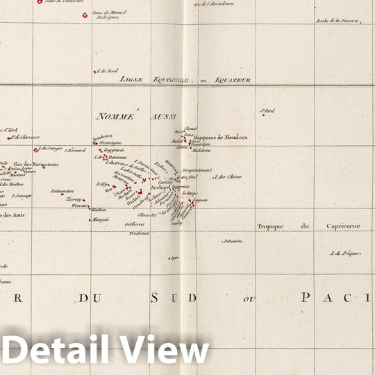 Historic Map : World Atlas Map, XXV. Carte Reduite du Grand Ocean Partie Meridionale. 1804 - Vintage Wall Art