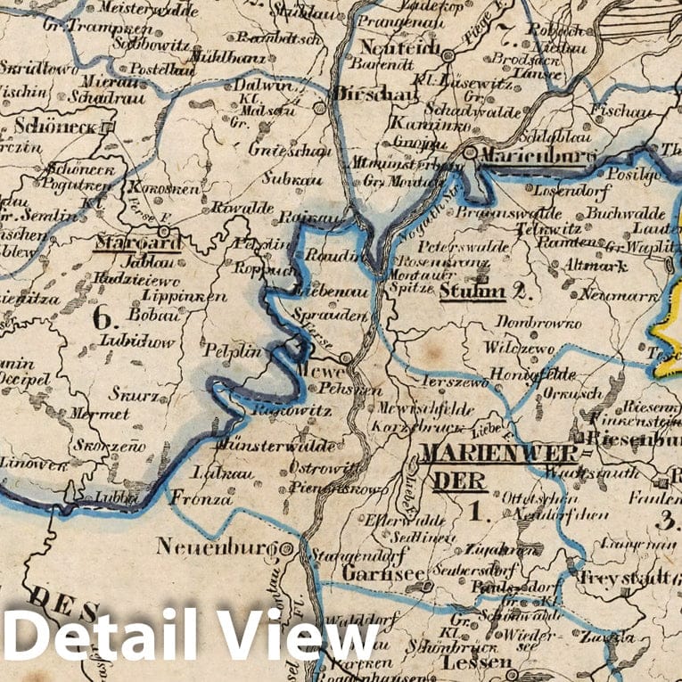 Historic Map : Prussia , Germany, V.2:6-10:X. Preussen. IX. Prov: Westpreussen. Reg: Bez: 1. Danzig. Reg: Bez: 2. Marienwerder. Kreis 1-8 1825 , Vintage Wall Art