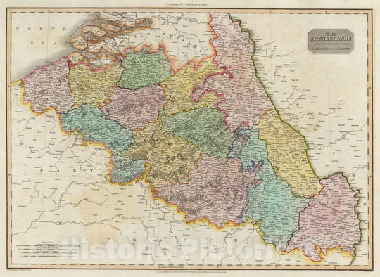 Historic Map : World Atlas Map, The Netherlands and the countries to the left bank of the Rhine. 1810 - Vintage Wall Art