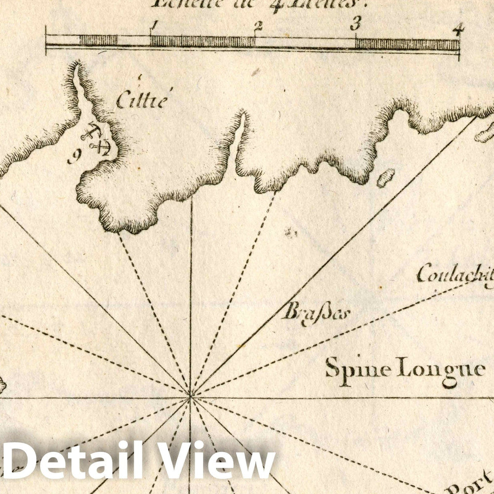 Historic Map : Chart Map, Pl. 110. Long Island Spine on the Island of Crete, Greece. Sitia. 1764 - Vintage Wall Art