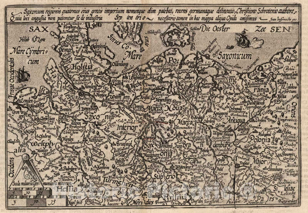 Historic Map : Germany, Saxony , Germany19. Saxonum regionus delineato. 1600 , Vintage Wall Art