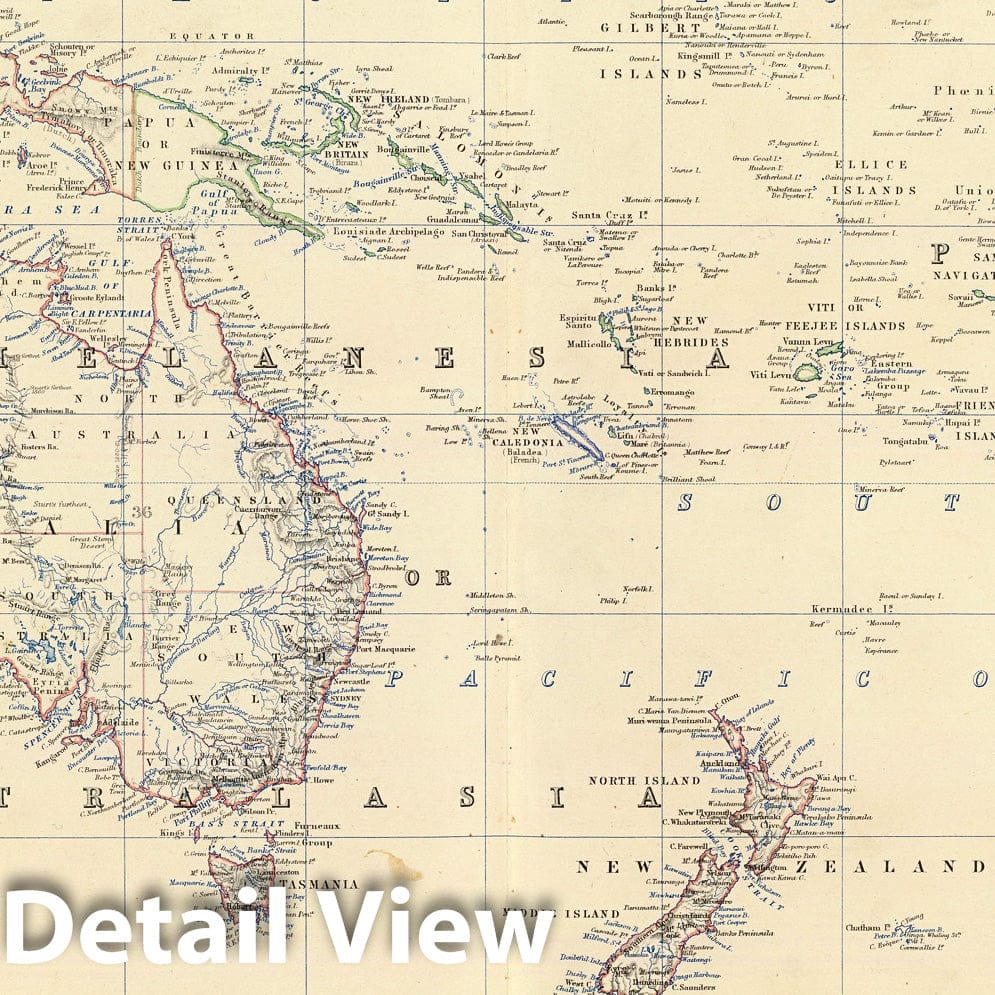 Historic Map : World Atlas Map, Oceania. 1861 - Vintage Wall Art