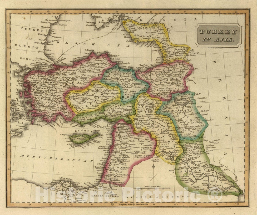 Historic Map : World Atlas Map, Turkey in Asia. 1822 - Vintage Wall Art