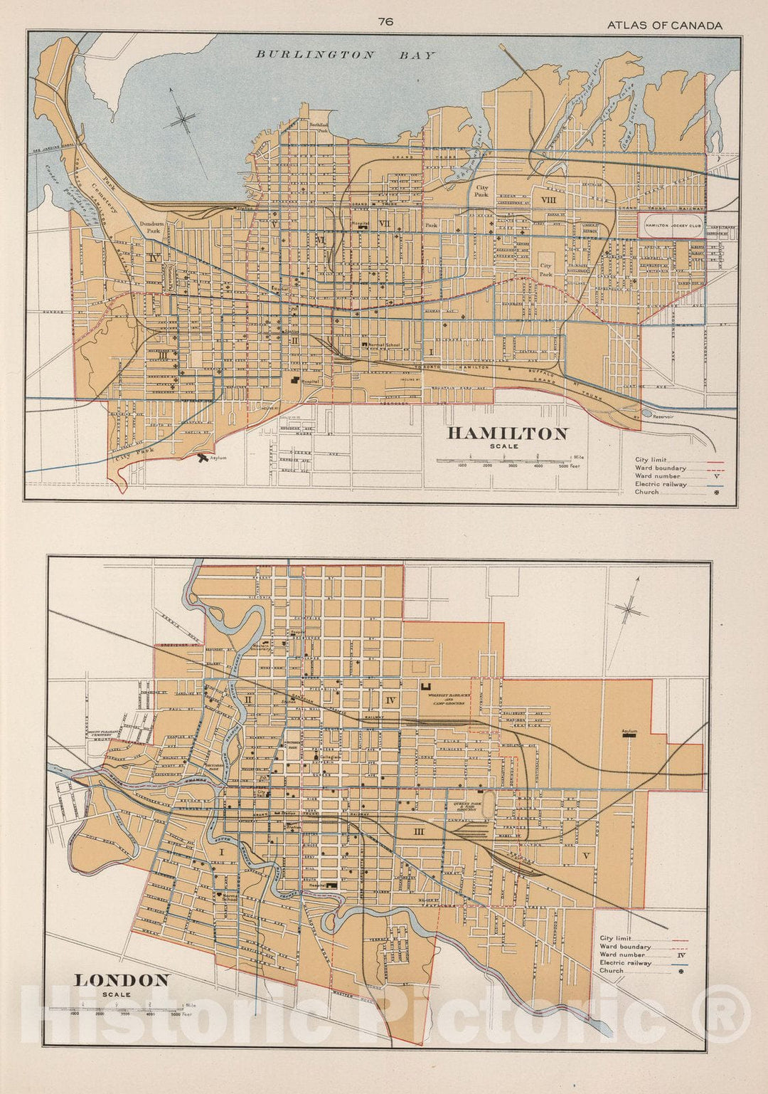 Historic Map : Hamilton. London 1915 - Vintage Wall Art