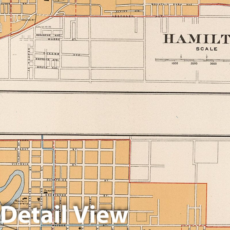 Historic Map : Hamilton. London 1915 - Vintage Wall Art