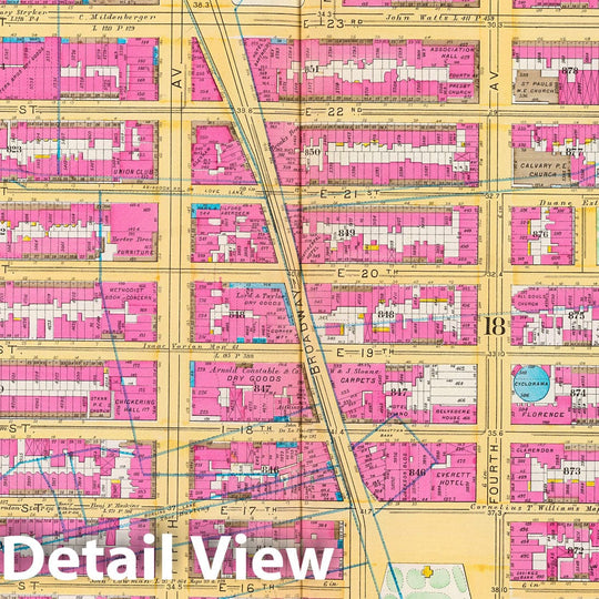 Historic Map : Manhattan Fire Insurance City Atlas Map, Pl. 14: wards 16, 18. 1891 - Vintage Wall Art