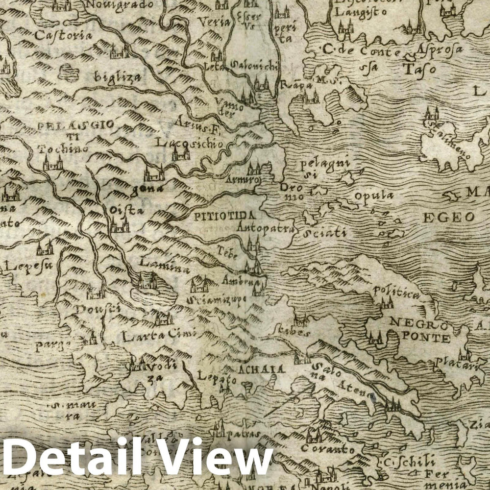 Historic Map : Greece,Graetia nova tabula 1548 , Vintage Wall Art